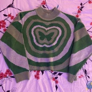 Green and White Butterfly Crewneck size Medium